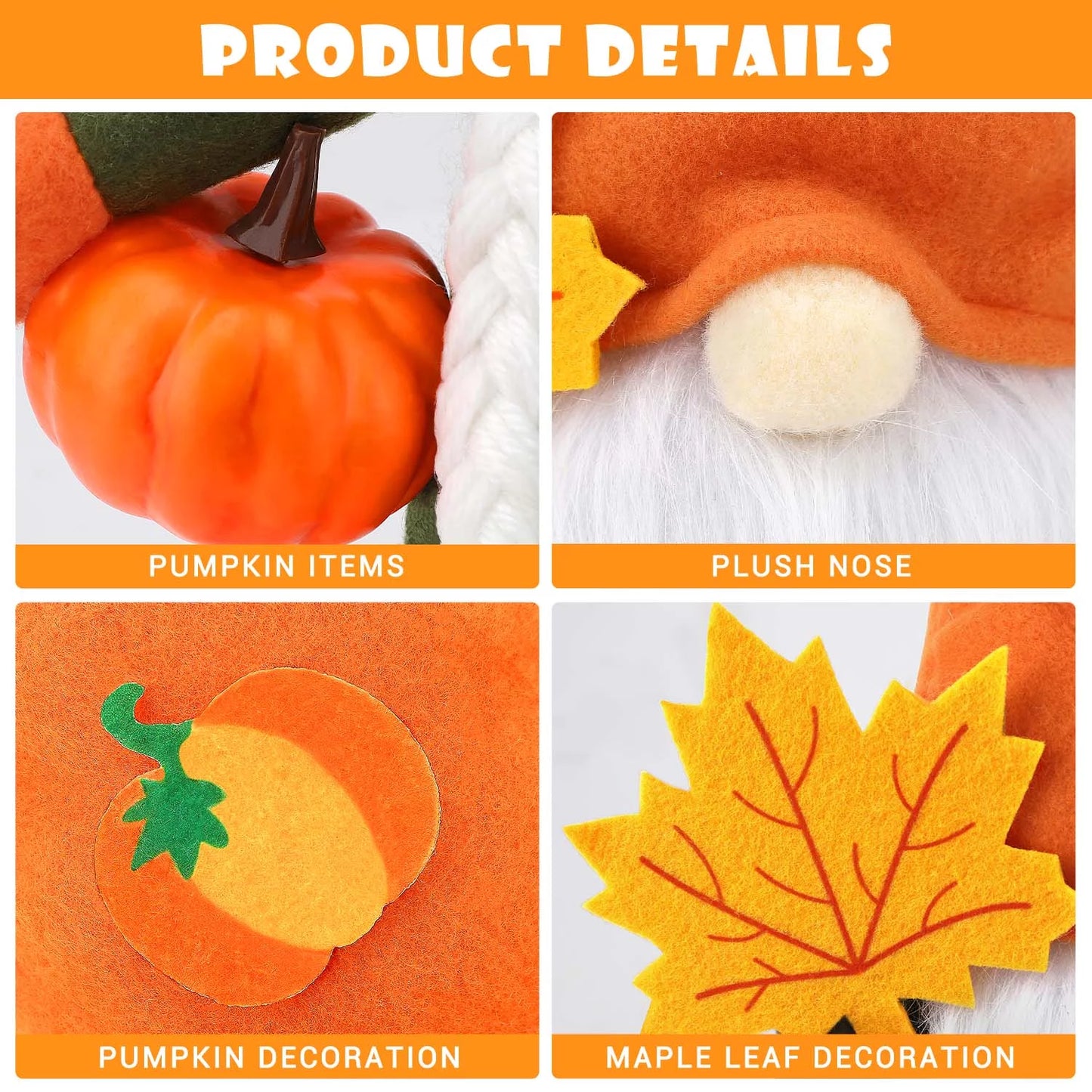 2 Pack Halloween Gnomes Decorations Plush Decor, Handmade Swedish Gnomes Plush Table Ornament Halloween Decorations Party Supplies Kids Gift