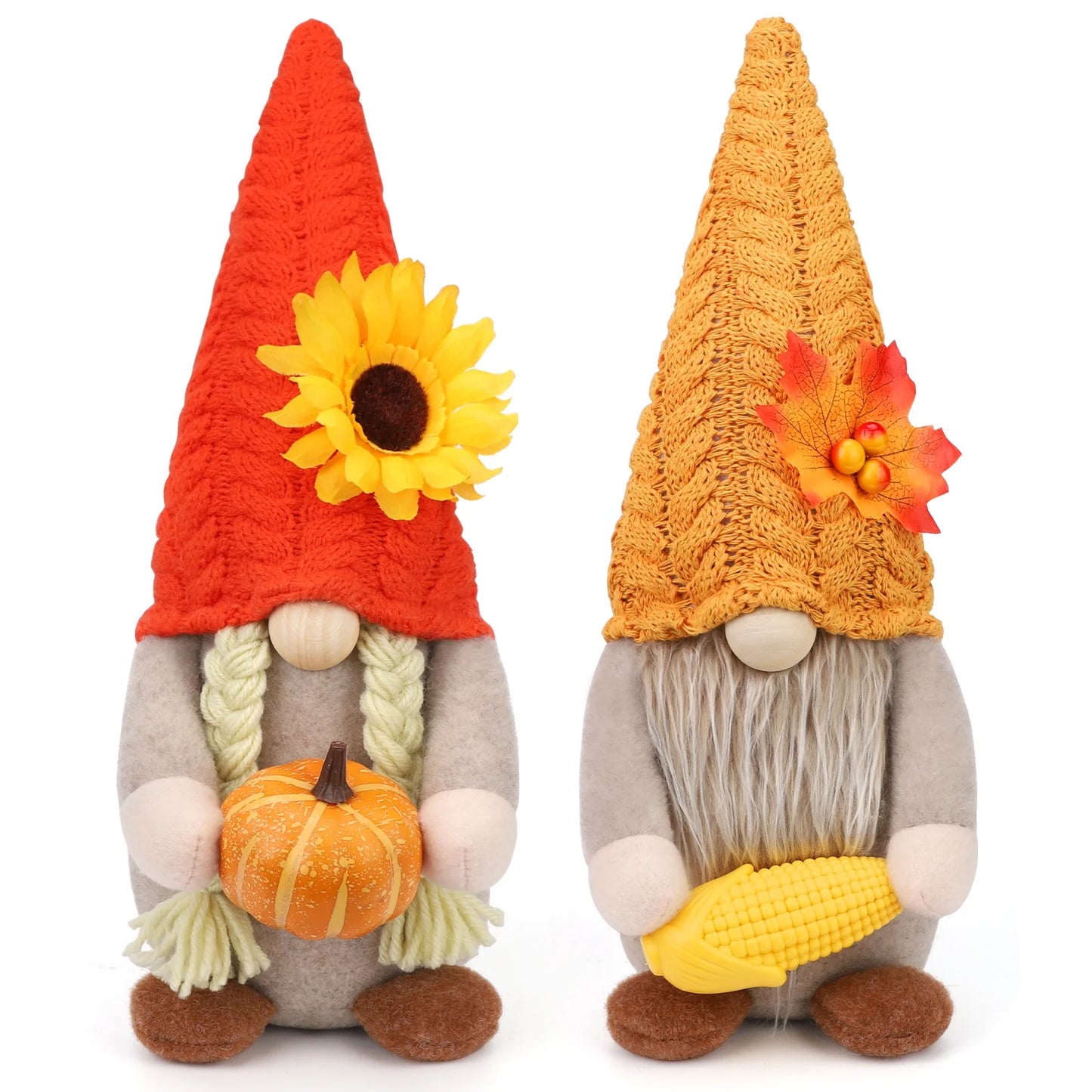 2Pack Thanksgiving Gnomes Fall Decorations Gnomes Hold Pumpkin Corn, Mr and Mrs Swedish Tomte Gnome Doll Autumn Harvest Thansgiving Decor