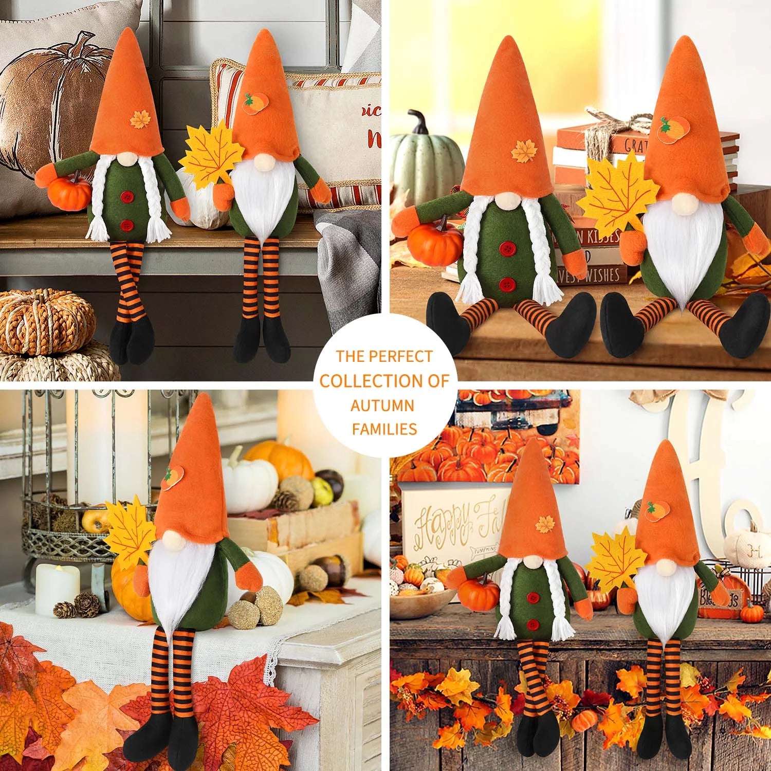 2 Pack Halloween Gnomes Decorations Plush Decor, Handmade Swedish Gnomes Plush Table Ornament Halloween Decorations Party Supplies Kids Gift