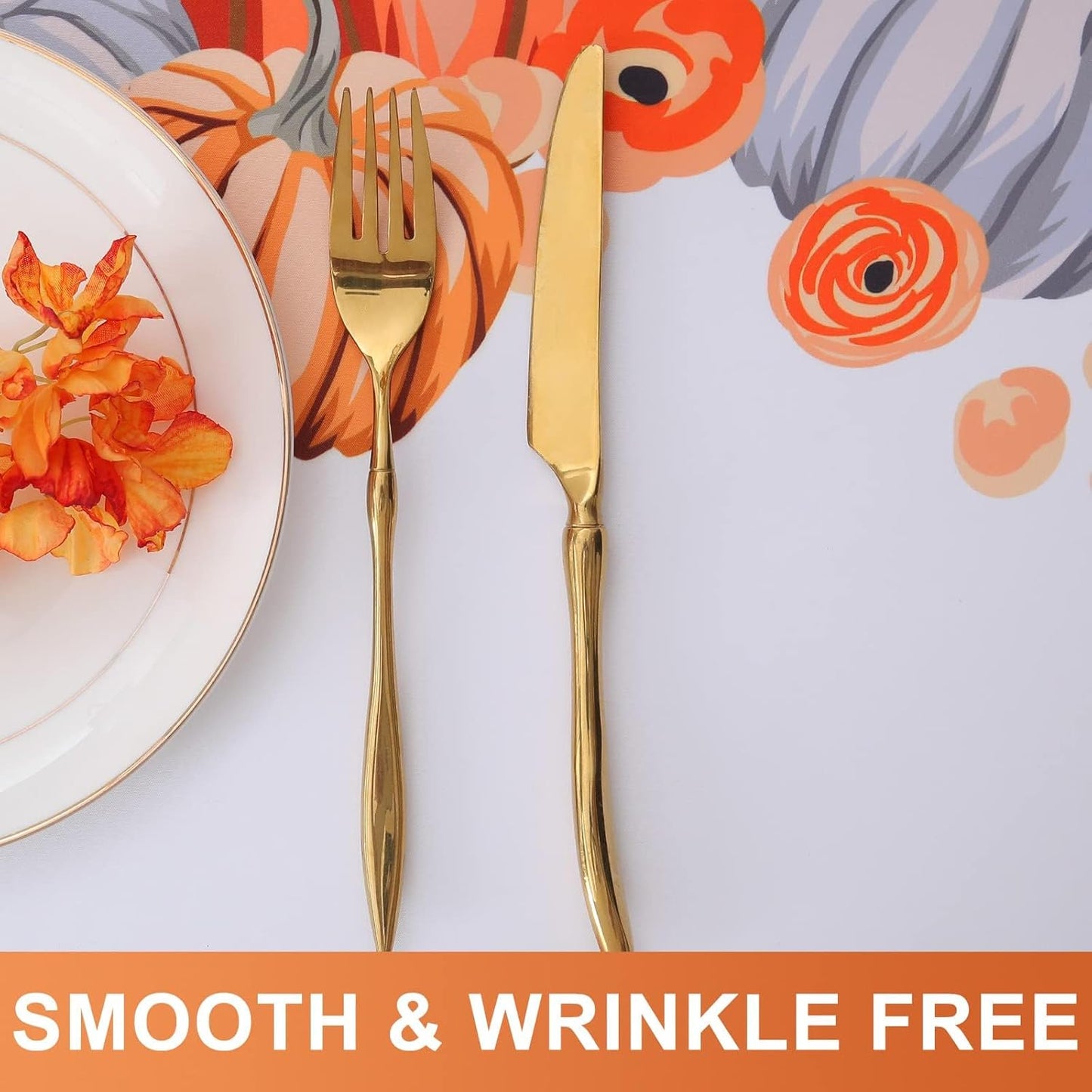 Thanksgiving Pumpkins Fall Rectangle Tablecloths - Polyester Fabric Table Cloth for Harvest Decorations, Party and Family Gatherings - 60" X 102"