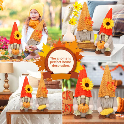 2Pack Thanksgiving Gnomes Fall Decorations Gnomes Hold Pumpkin Corn, Mr and Mrs Swedish Tomte Gnome Doll Autumn Harvest Thansgiving Decor